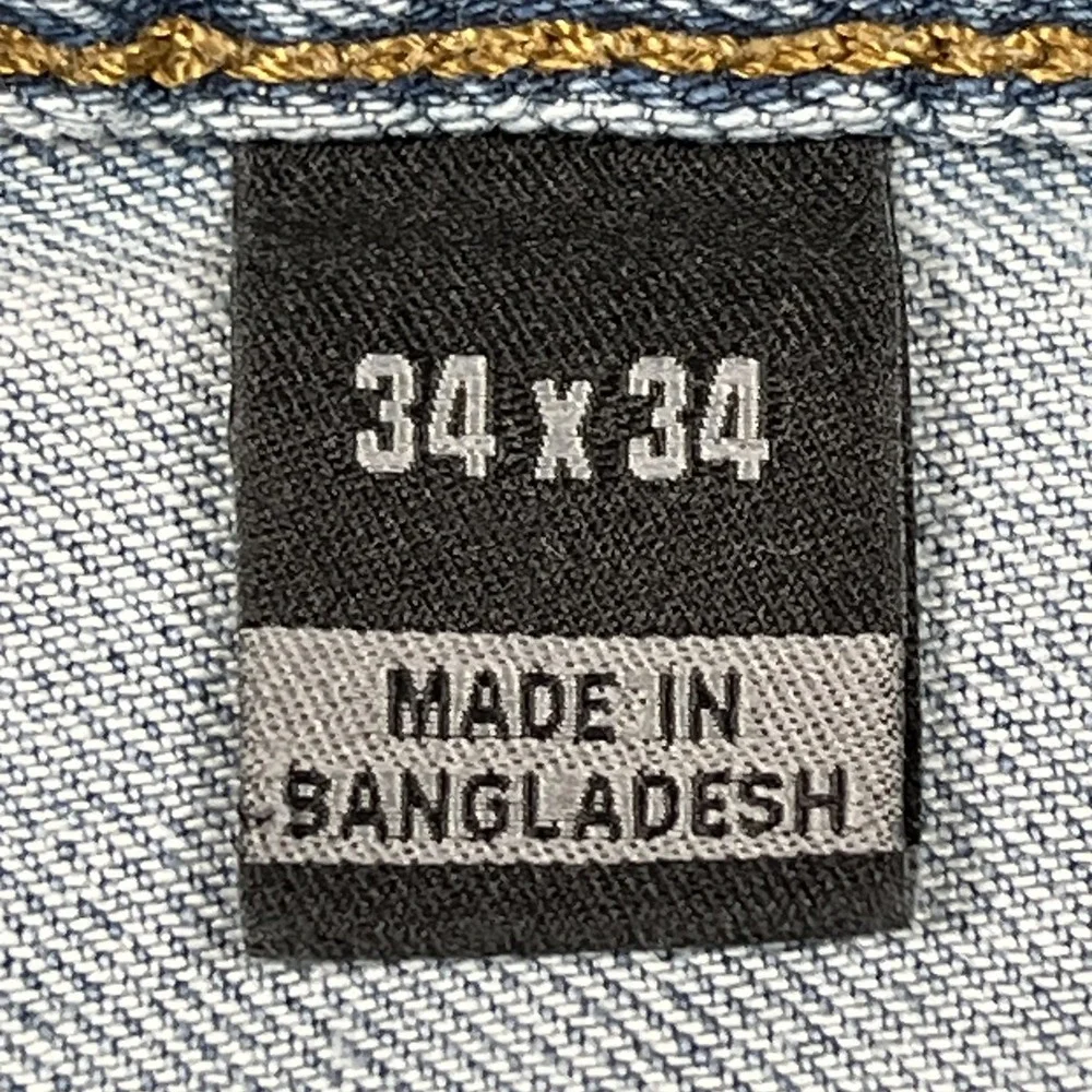 Carhartt Relaxed Fit Jeans Mens 34x34 Blue Denim Cotton Light Wash Straight Leg